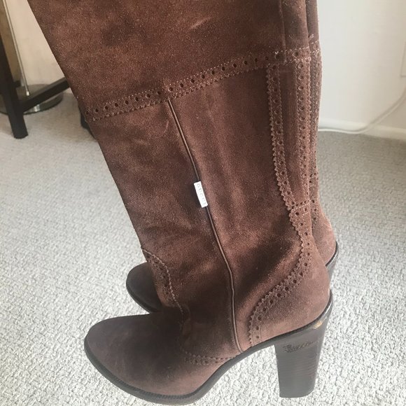 Gucci Women's Leather / Suede Script Logo Tall Knee Boots 317032 - Picture 4 of 7